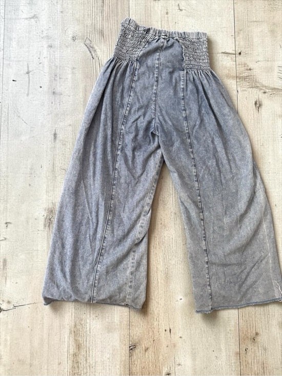POL Pants - POL Acid Wash Gray Smocked High Waist Wide Leg Pants Small Boho